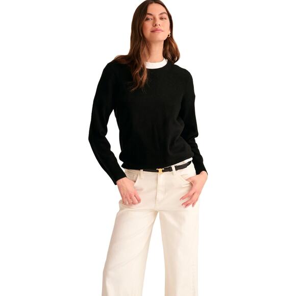 New Naadam Womens Small Black 100% Cashmere Long Sleeve Crewneck Knit Sweater - Picture 1 of 6